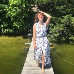 Vintage Floral Spring Button Up Maxi Dress